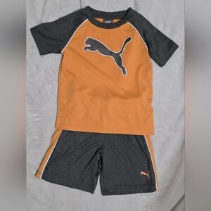 Puma Kids Orange and Gray T-Shirt and Shorts Set 2T